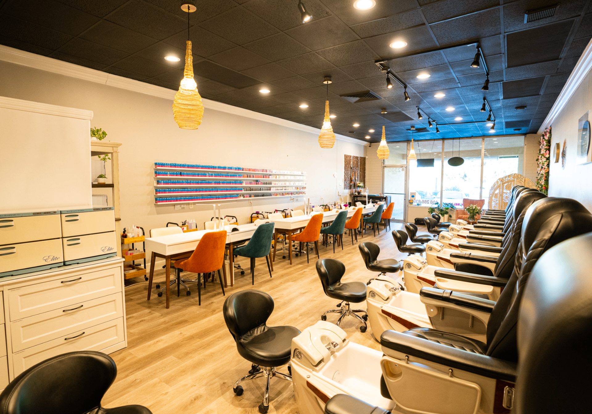 Pinko Nails & Spa — view of the salon floor with pedicure chairs and nail stations